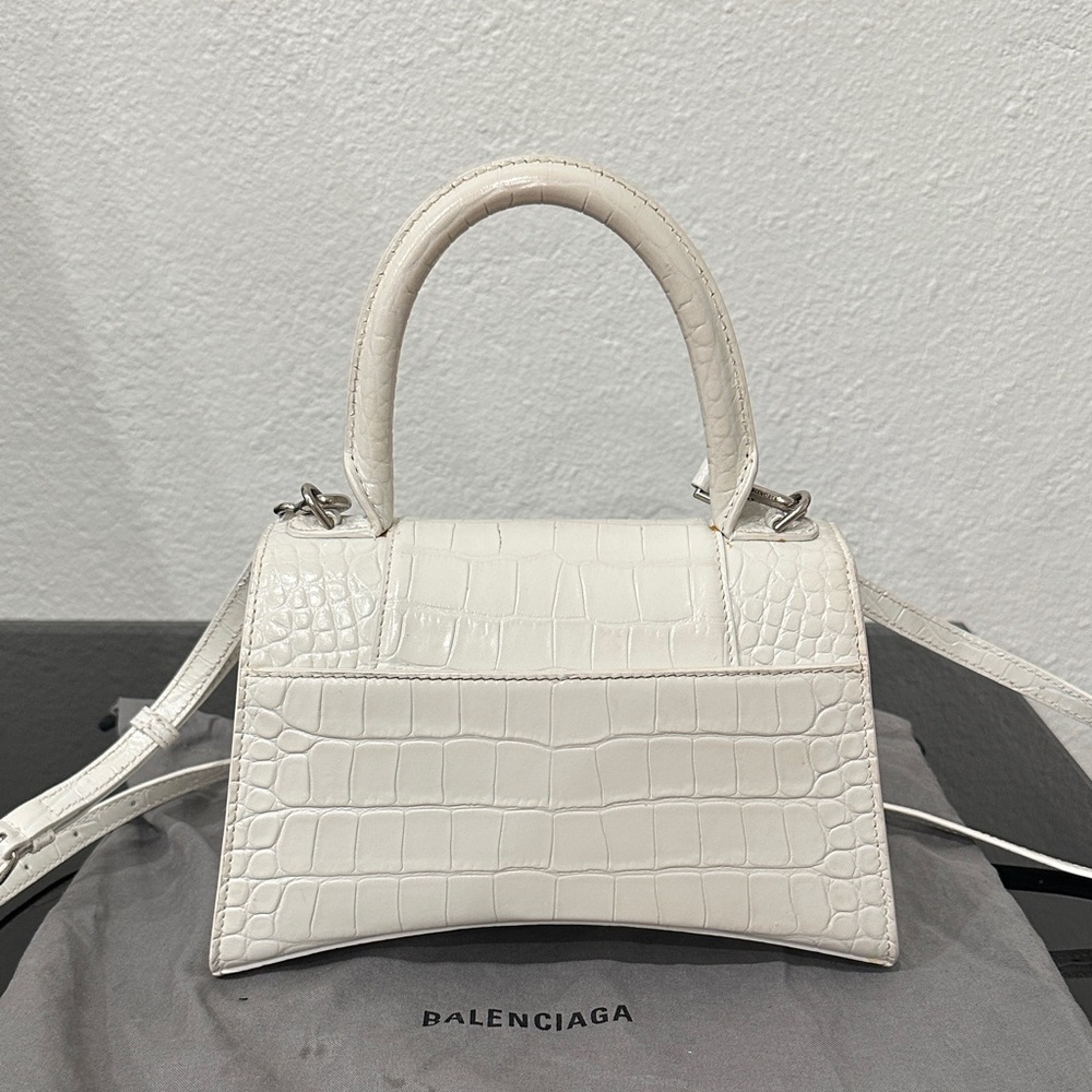 Balenciaga Hourglass White Embossed Leather Two Way Satchel - Picture 3 of 9